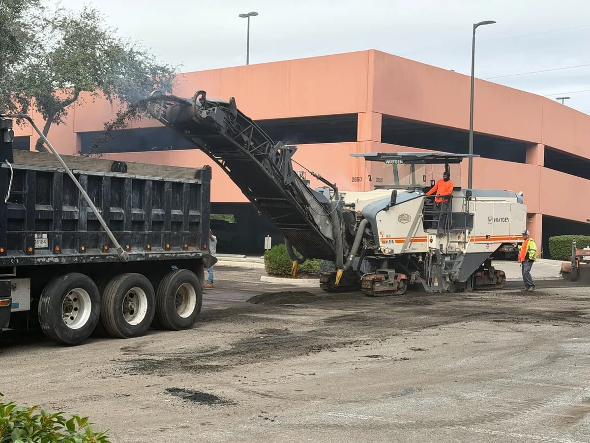 Commercial paving equipment on job site